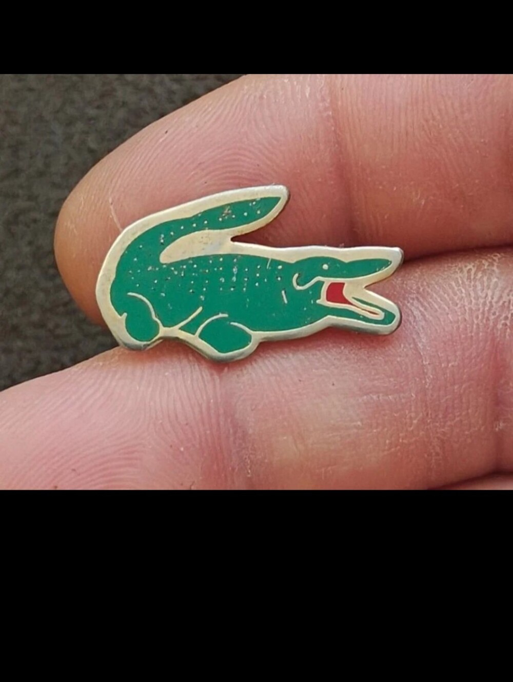 1980s Rare & Hard To Find Lacoste Gold Tone Enamel Crocodile Cloisonné Pin